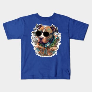 A Cool Pitbull illustration Kids T-Shirt